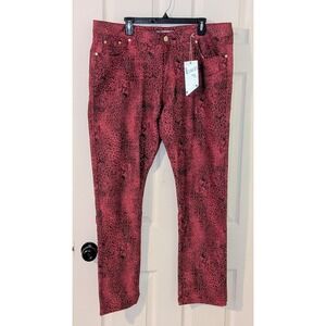 Exocet Leopard Print Jeans Rhinestone NWT Embellished Pockets Red Black Size 20
